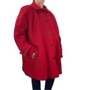 Lands’ End Wool Cashmere Blend Swing Coat Red Vibrant Academia
